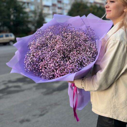 Пышный букет из Фиолетовых Гипсофилы