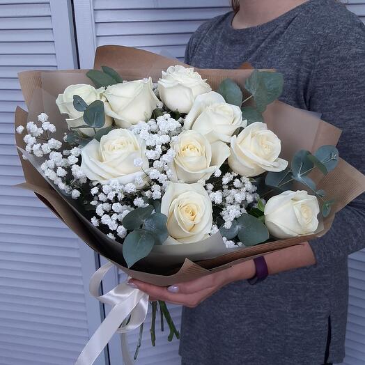 Ramo de rosas blancas "vía láctea"