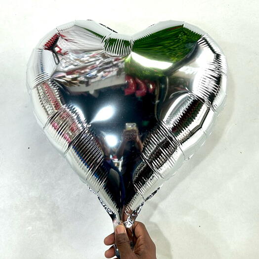 Silver Heart Shaped Foil Balloon