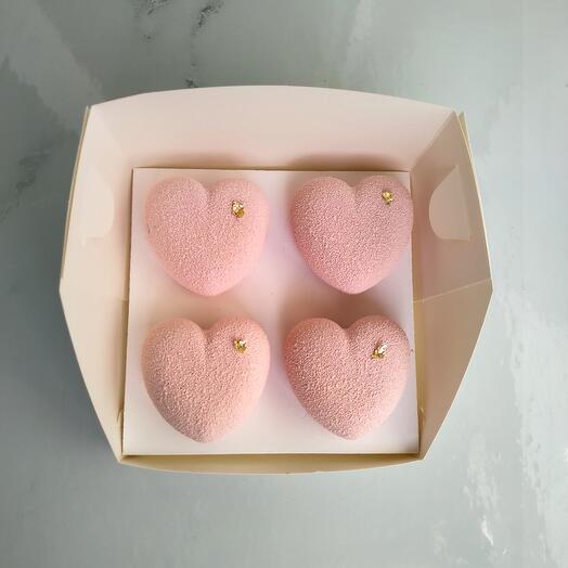 Муссовые сердца розовые, 4 шт