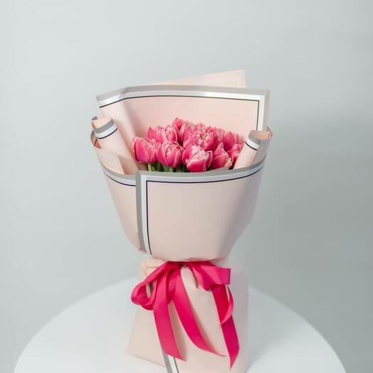 bouquet of 15 pink peony tulip