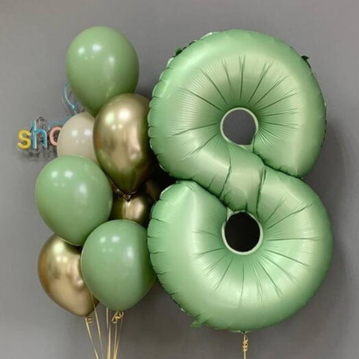 Juego de globos de helio en flores de oliva para cumpleaños