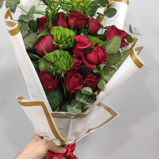15 gul buketi - 15 rose bouquet