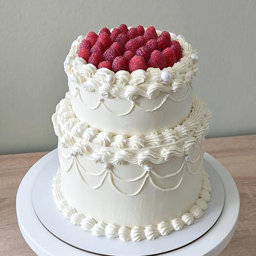 Свадебный торт/торт на день рождения в стиле Ламбет с малиной