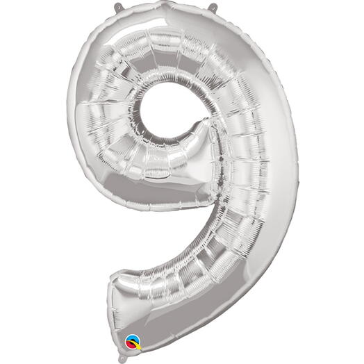 Silver Number Nine Helium Balloon