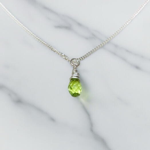 925 sterling silver natural Peridot necklace