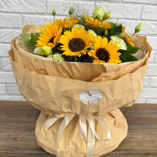 Подсолнух и эустома