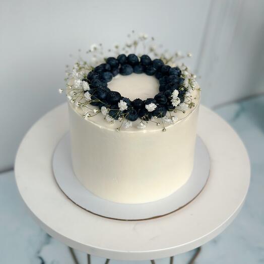 Pastel de arándanos y gypsophila