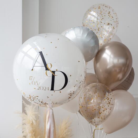 Wedding set: A large glass ball and a bunch of balls on weights | 11 balls
