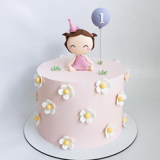 Daisy flower pink cake