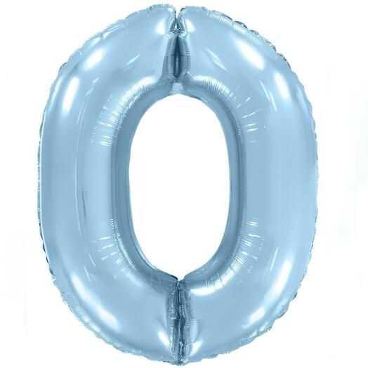 Фольгированный воздушный гелиевый шар цифра 0 голубая 102 см (40 дюймов) для украшения праздника и дня рождения