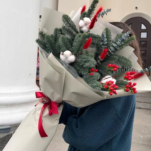 Новогодний букет с елкой💕