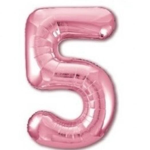 Фольгированый шар "5" с гелием Цифры (102 см) цвета Фламинго