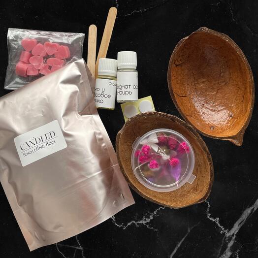 Подарочный набор для изготовления 2 ароматических свечей из кокосового воска / Идея свидания