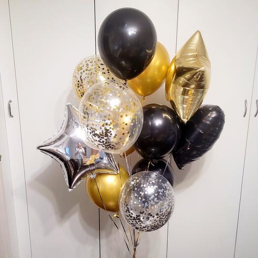 Bolas de oro Negro mezcla estrellada 12 piezas