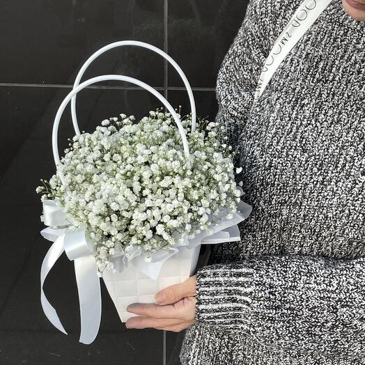 Гипсофила в белой сумочке