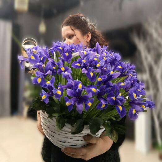 Корзина с ирисами XL
