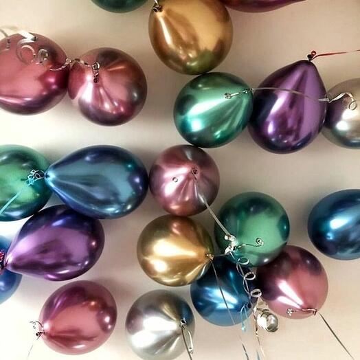 Воздушные шары под потолок, шарики с гелием под потолком в стиле Pinterest хром 21 шт