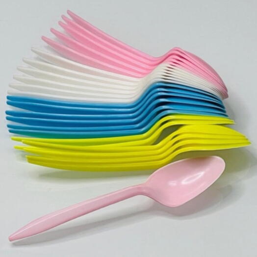 A set of disposable forks, 24 pcs, multicolored. Set of disposable spoons plastic