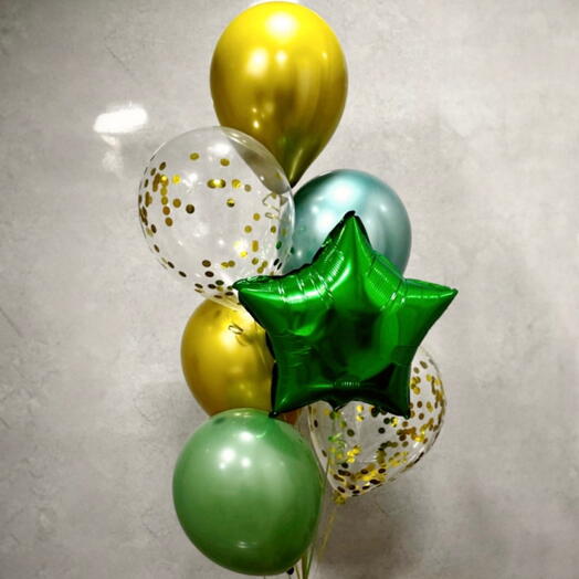 Фонтан Шаров гелий зеленый 7 штук. Set of helium balloons 7 pcs green