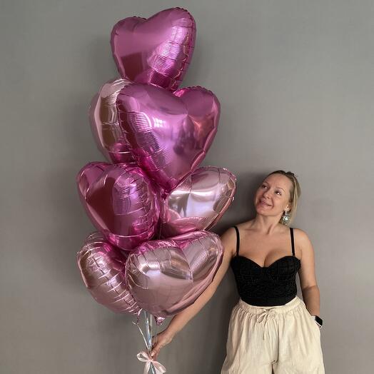 Balloons for girls or girls on March 8th with bright pink hearts 10 pieces