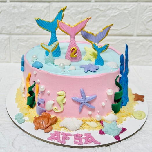 Mermaid themed strawberry cake