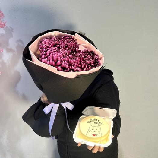 Комбо Хризантемы + Бенто торт