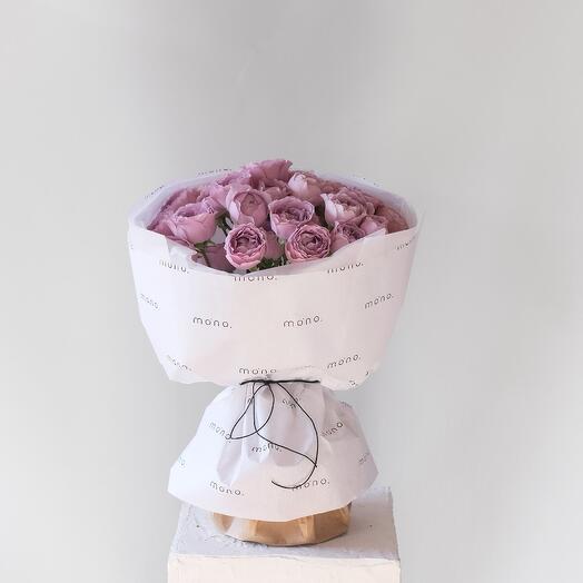 Bouquet of bushy peony-shaped Lavender Bubbles roses