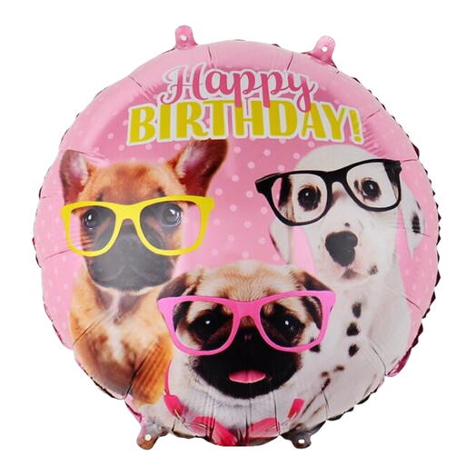 Воздушный шар С ДНЕМ РОЖДЕНИЯ розовый собаки. Helium balloon HAPPY BIRTHDAY pink dogs