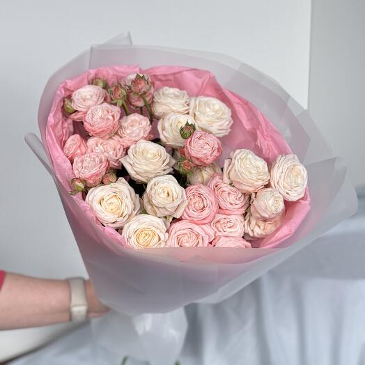 Bouquet of bushy peony-shaped roses