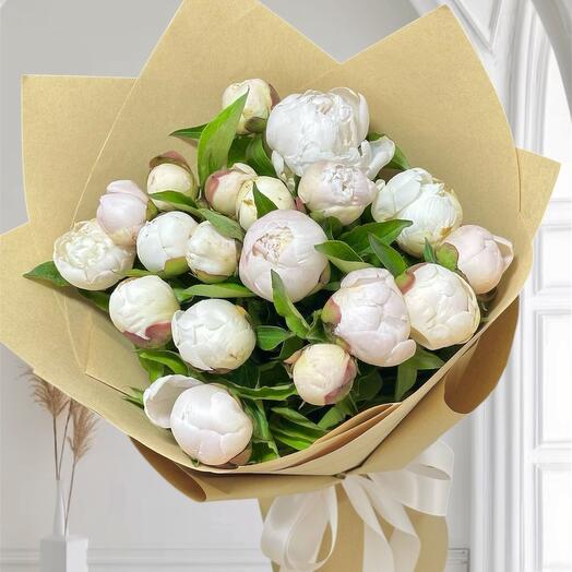 Пионы «Молочный шёлк» 19 шт