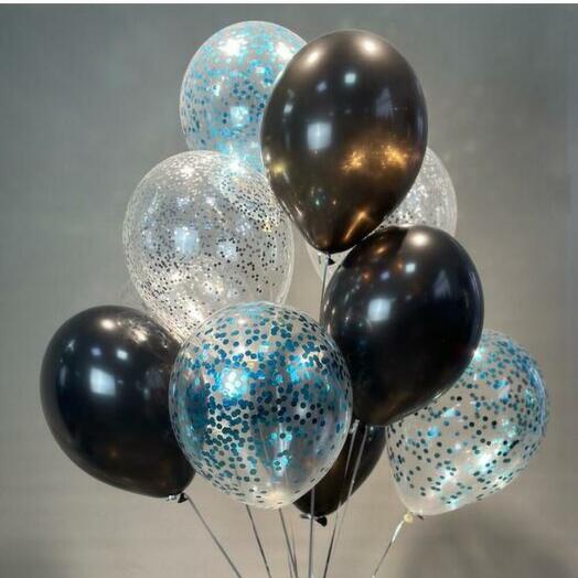 Набор из 10 воздушных шаров с гелием: латексные и с конфетти