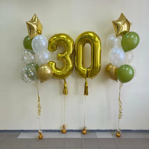 Набор шаров с гелием 658 - с цифрами 30