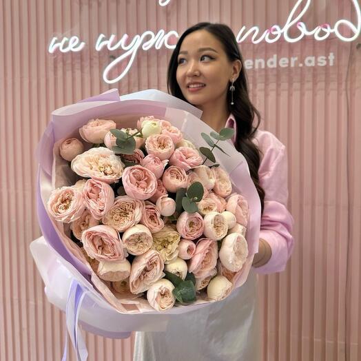 Кустовые пионовидные розы сорт Mansfield park