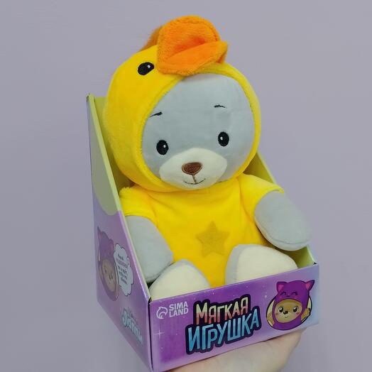 Мишка в коробке жeлтый