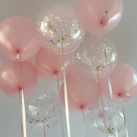 Розовые шары под потолок 10 шт