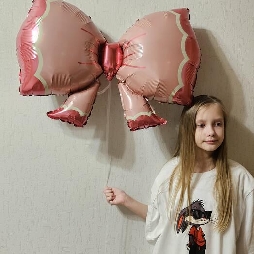Шар бант , бантик розовый на выписку дочки из роддома, на рождение девочки-1шар