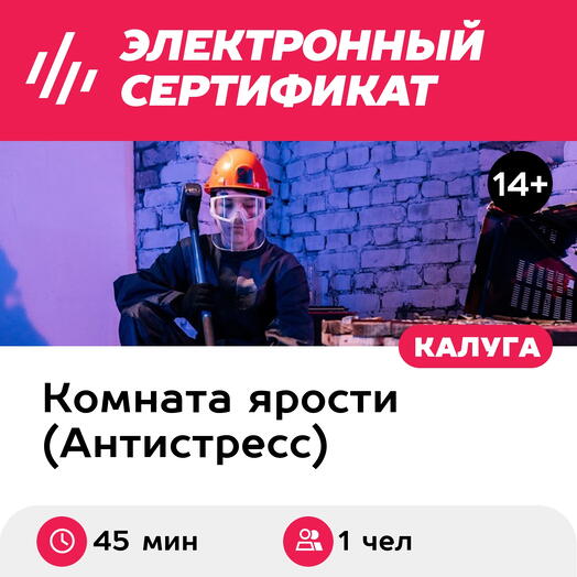 Подарочный сертификат Комната ярости. Программа "Стресс-лайт" для 1 чел. (45 мин.)