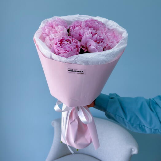 Букет из 7 розовых пионов «Счастливый момент» 🌸 39698