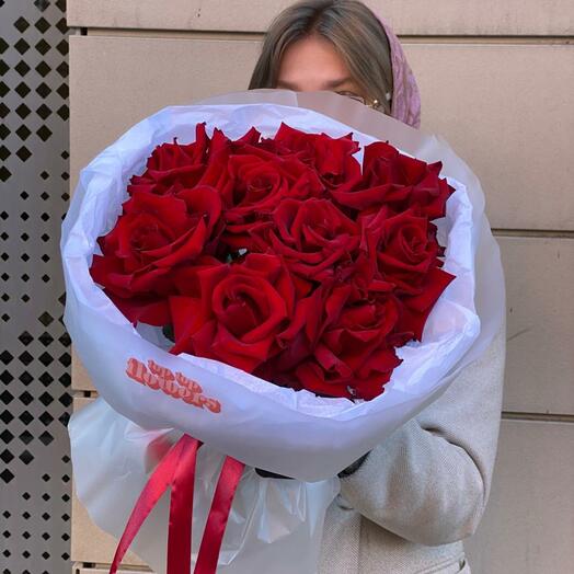 Монобукет из французских бордовых роз