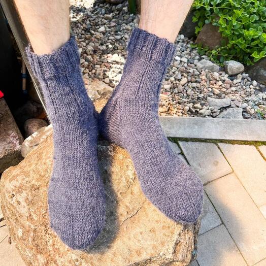 Вязаные мужские синие шерстяные носки