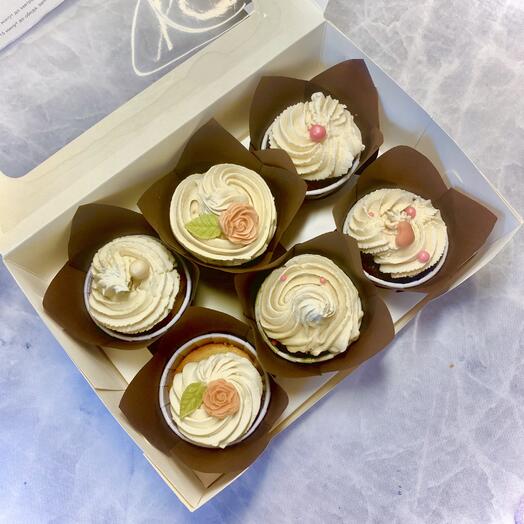 Капкейки на праздник, день рождение, любимой, маме, подруге (6шт)