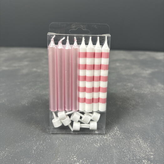 Свечи для торта Ассорти Pink White 8 шт