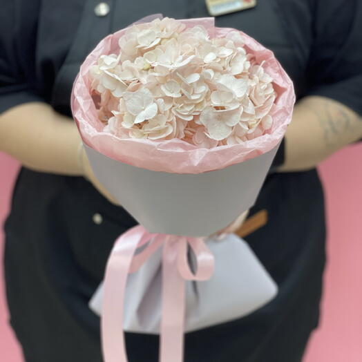 Розовая гортензия с оформлением