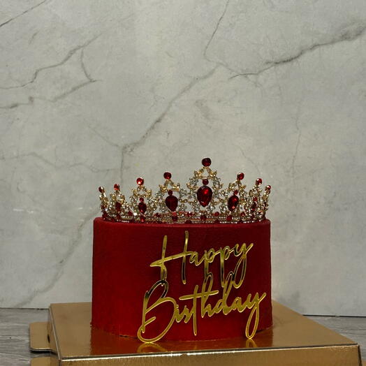 Торт с короной, блестками и топпером Happy Birthday , подарок на праздник маме, сестре, девушке, бабушке, сестре, любимой