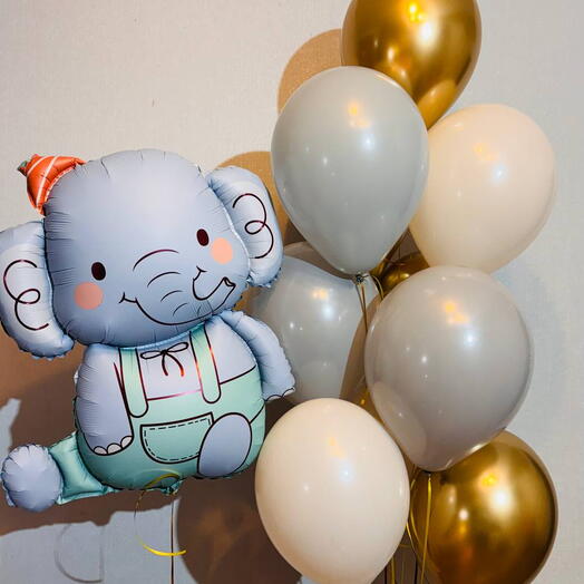 Воздушные шарики с голубым слоником для сыночка