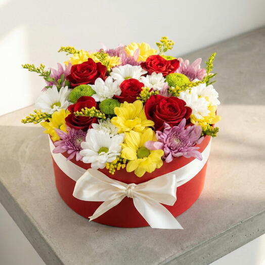 Коробка с цветами «Яркая гармония»