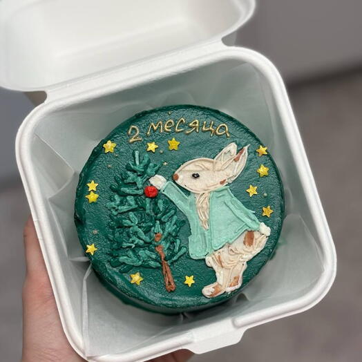 Новогодний тортик бенто с елочкой и зайчиком детский новогодний