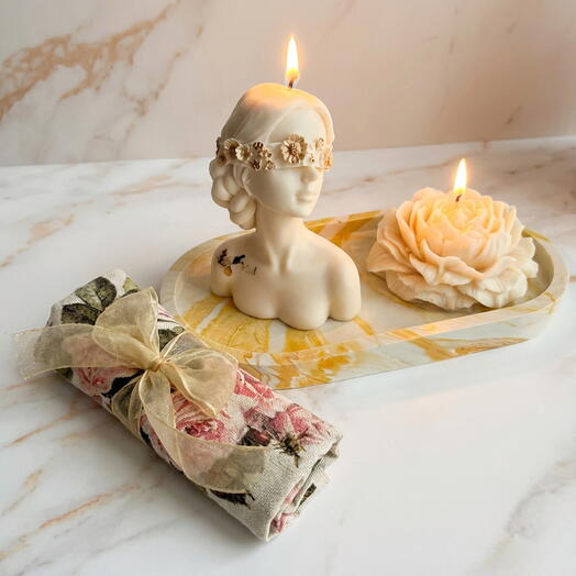 Эко-свечи и полотенце: подарок коллеге, маме, подарок подруге, девушке, подарок на день рождения, подарок на Пасху