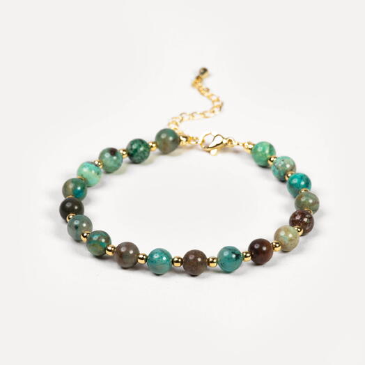 Браслет Самшит Хризоколла 14K 19 см (BRA1146)